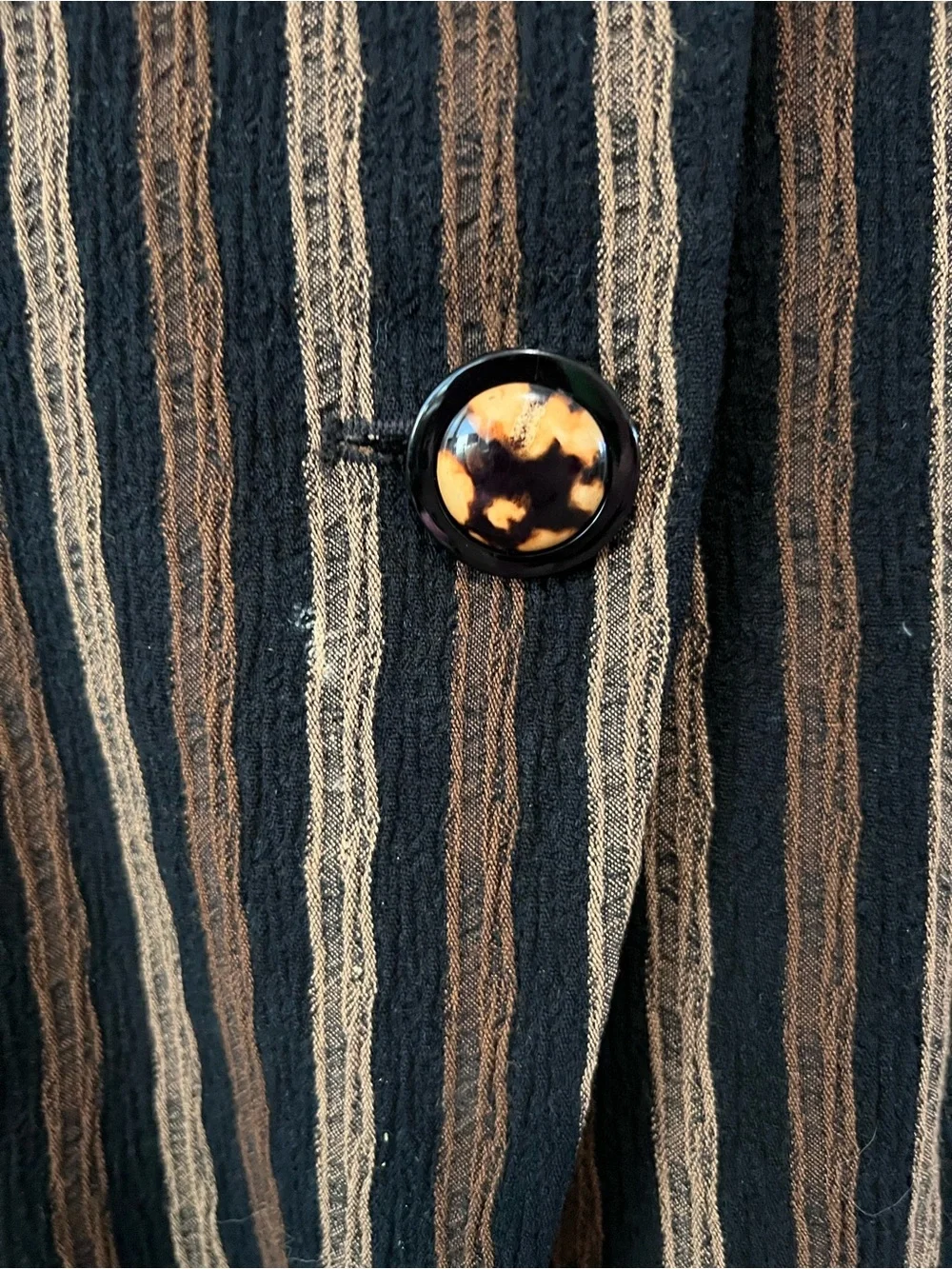 Christian Dior Vtg Black and Brown Striped Blazer Jacket Size 6